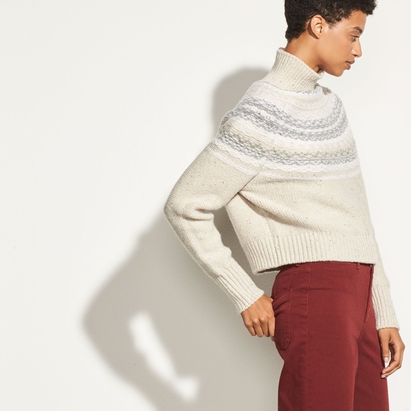 Vince Cropped Fair Isle Turtleneck Sweater - Picture 4 of 5
